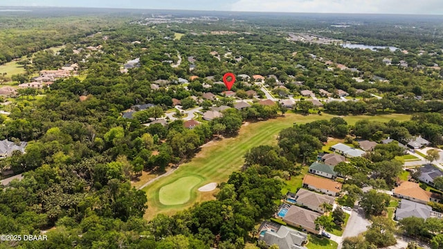 1320 Antrim Cir, Ormond Beach, FL 32174 - birds eye view of property with a view of trees, golf course view, a residential view, and a water view
