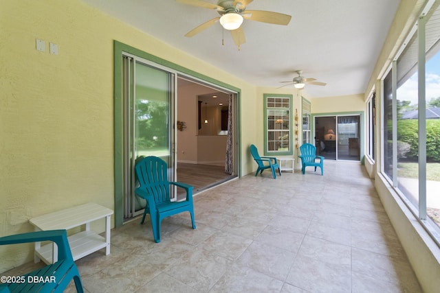 1320 Antrim Cir, Ormond Beach, FL 32174 - unfurnished sunroom with ceiling fan