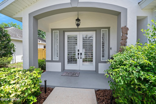 view of exterior entry with french doors