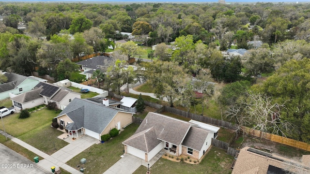 aerial view with a residential view and a forest view