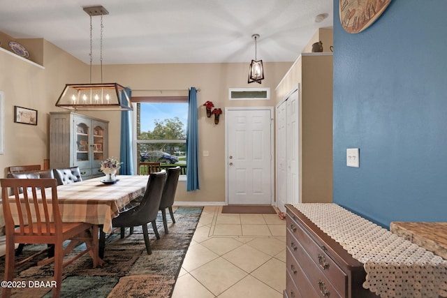 dining room with light tile patterned flooring