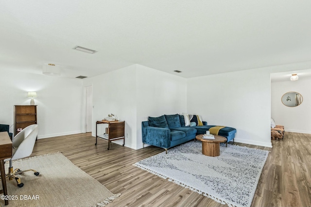 living room with hardwood / wood-style flooring