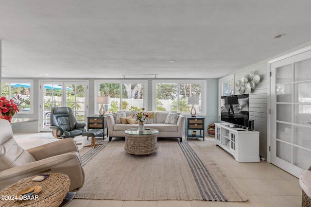 view of tiled living room