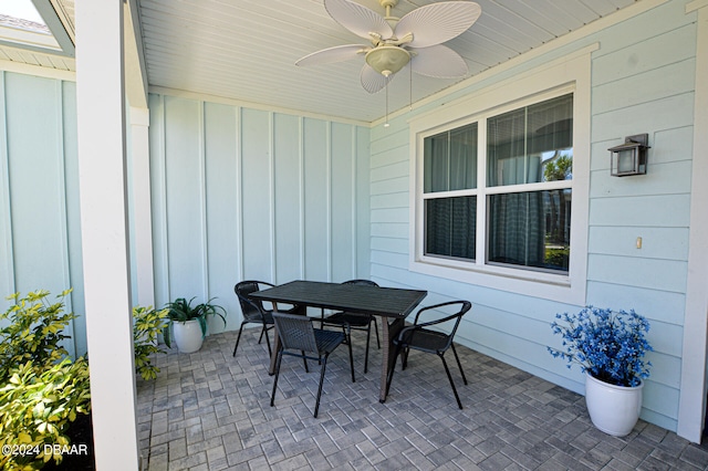 view of patio / terrace with ceiling fan