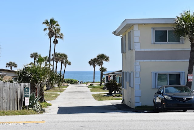 view of street featuring a water view