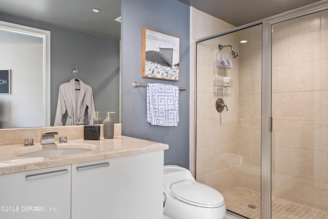 241 Riverside Dr Unit 2301, Holly Hill, FL 32117 - bathroom with toilet, a shower stall, and vanity