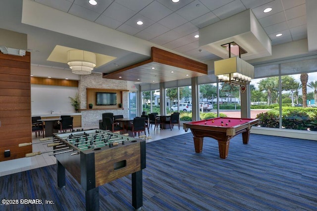 241 Riverside Dr Unit 2301, Holly Hill, FL 32117 - recreation room with recessed lighting, billiards, and carpet