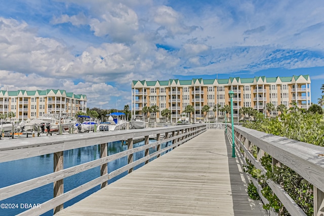 view of dock featuring a water view