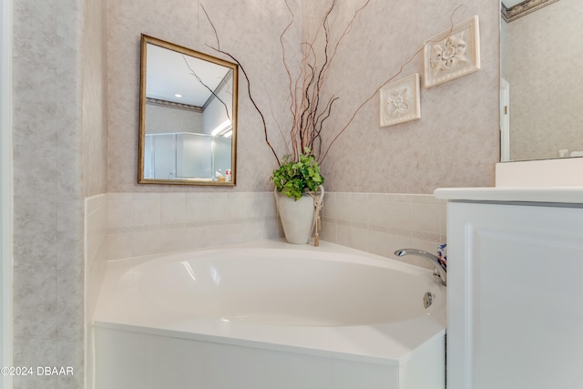 bathroom featuring vanity and a bathtub