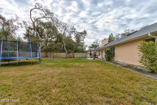 view of yard with a trampoline