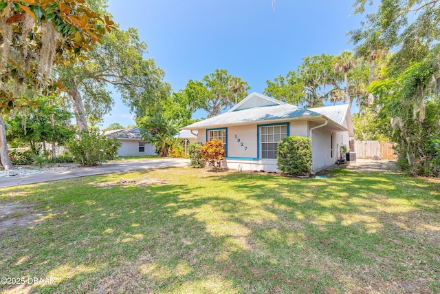 1927 Orange Tree Dr, Edgewater, FL 32141 - view of front of home featuring cooling unit, stucco siding, and metal roof