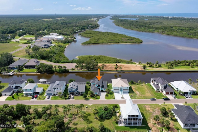 129 Seaside Pt, Flagler Beach, FL 32136 - aerial perspective of suburban area featuring a nearby body of water and a heavily wooded area