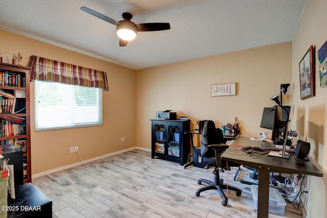 948 Northbrook Dr, Ormond Beach, FL 32174 - home office featuring ceiling fan, wood finished floors, and a textured ceiling