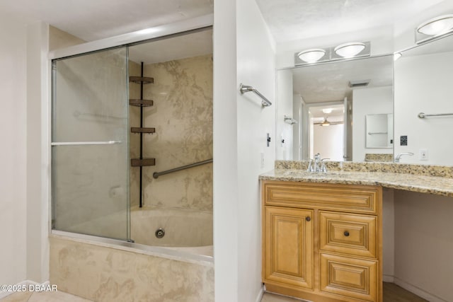 3003 S Atlantic Ave Unit 16B3, Daytona Beach Shores, FL 32118 - full bathroom featuring vanity and shower / bath combination with glass door