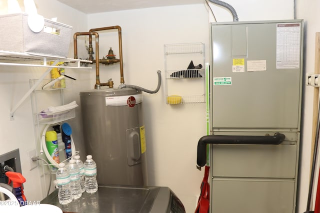 utility room with water heater