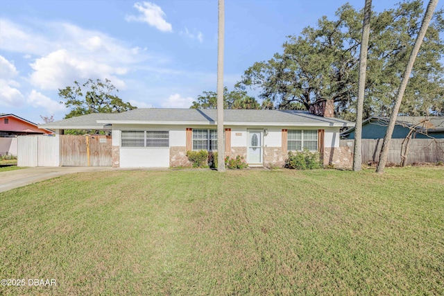 single story home with a front yard