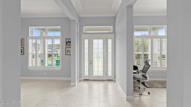 entrance foyer featuring crown molding