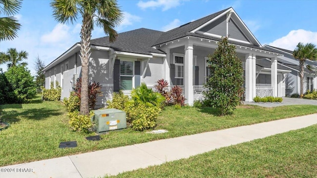 view of front of property with a front lawn