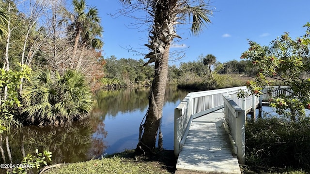 view of dock featuring a water view