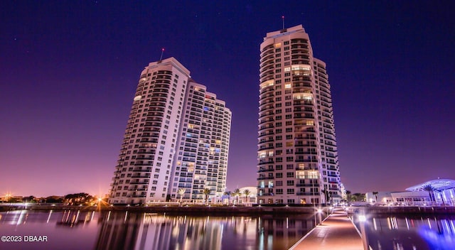 231 Riverside Dr Unit 1806, Holly Hill, FL 32117 - property at night with a water view and a view of city lights