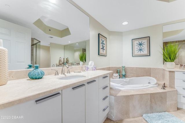 231 Riverside Dr Unit 1806, Holly Hill, FL 32117 - bathroom with vanity, a garden tub, and tile patterned flooring