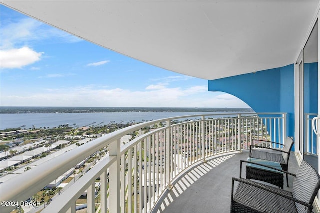 balcony with a water view