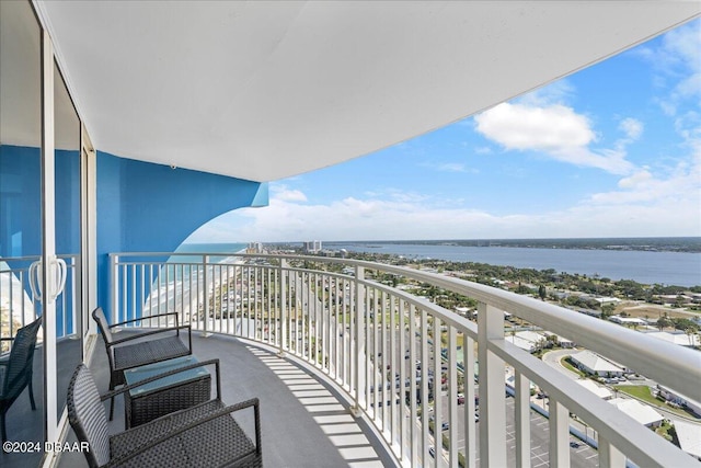 balcony with a water view