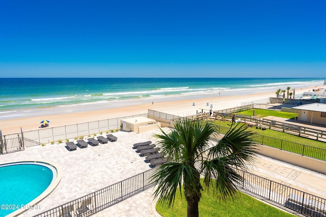 view of water feature featuring a beach view