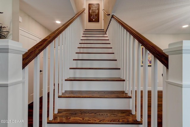 stairway with recessed lighting