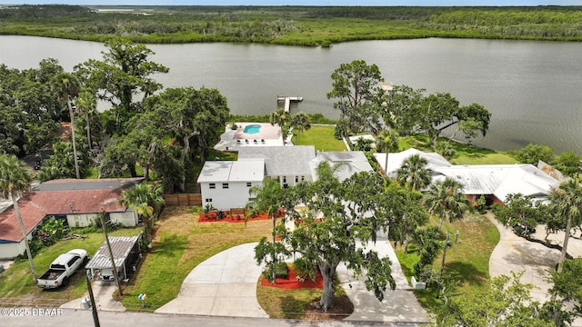 5540 W Bayshore Dr, Port Orange, FL 32127 - aerial view of a nearby body of water and a heavily wooded area