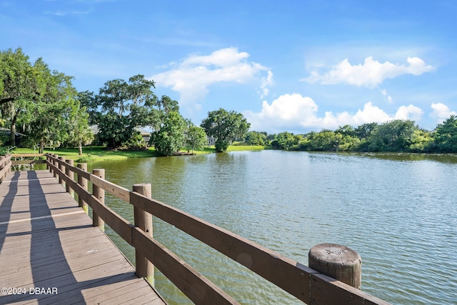 dock area featuring a water view