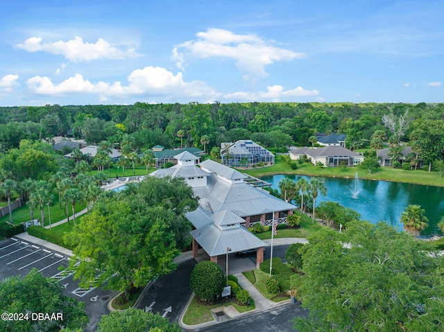 bird's eye view featuring a water view