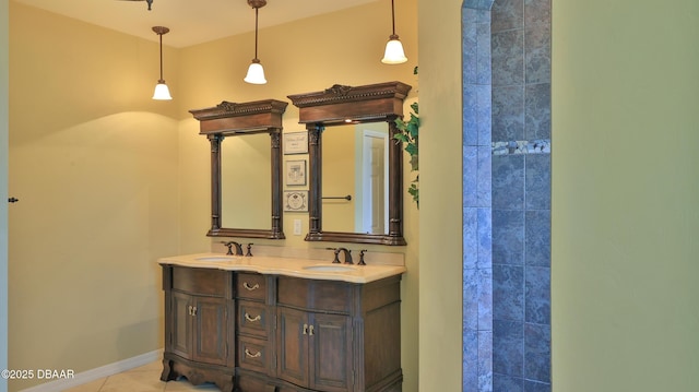 1929 Spruce Creek Lndg, Port Orange, FL 32128 - bathroom featuring double vanity and tile patterned floors