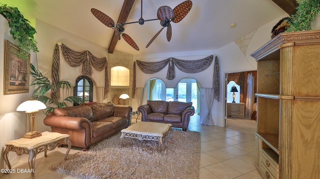 1929 Spruce Creek Lndg, Port Orange, FL 32128 - living area featuring light tile patterned floors, healthy amount of natural light, and ceiling fan