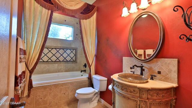 1929 Spruce Creek Lndg, Port Orange, FL 32128 - full bathroom with tasteful backsplash, vanity, tiled shower / bath, and tile patterned floors