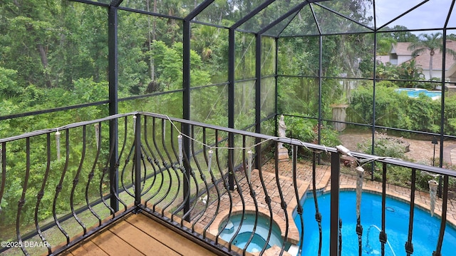 1929 Spruce Creek Lndg, Port Orange, FL 32128 - balcony featuring view of pool area and a pool with connected hot tub