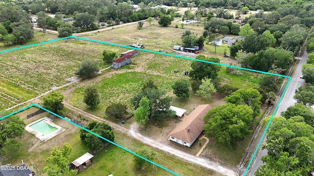 aerial view featuring a rural view