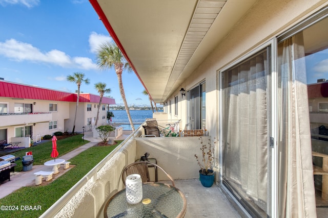 balcony with a water view