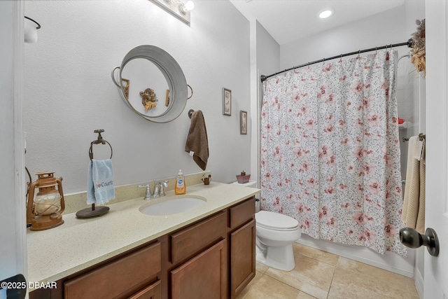 2412 Regency Park Dr, Deland, FL 32724 - full bathroom with vanity, tile patterned flooring, toilet, and shower / tub combo
