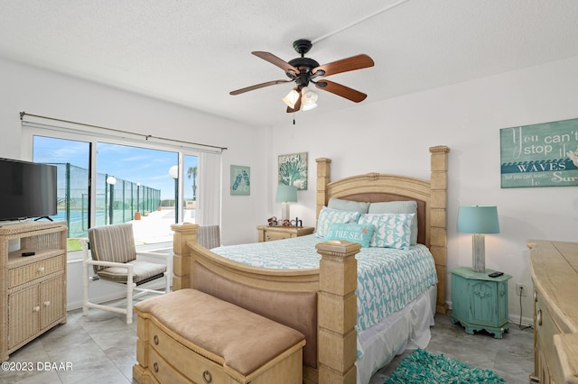 3600 S Ocean Shore Blvd # 111, Flagler Beach, FL 32136 - bedroom with access to outside and a ceiling fan