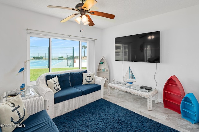 3600 S Ocean Shore Blvd # 111, Flagler Beach, FL 32136 - living room with a ceiling fan