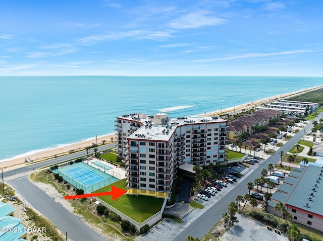 3600 S Ocean Shore Blvd # 111, Flagler Beach, FL 32136 - aerial view with a water view and a view of the beach