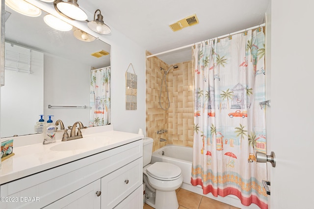 3600 S Ocean Shore Blvd # 111, Flagler Beach, FL 32136 - full bath featuring toilet, visible vents, tile patterned floors, vanity, and shower / bath combo