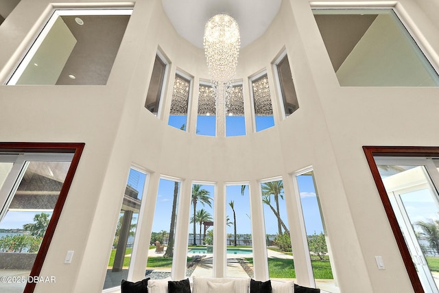 interior space featuring an inviting chandelier