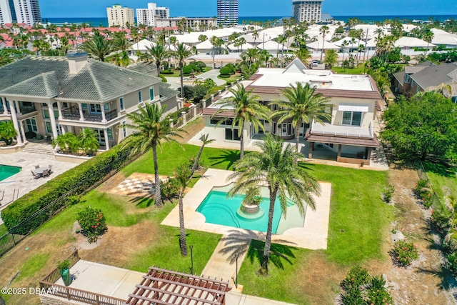 bird's eye view featuring a water view