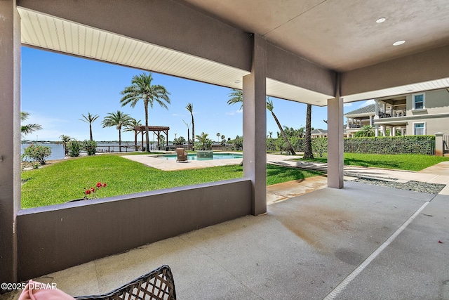 view of patio / terrace featuring an outdoor pool