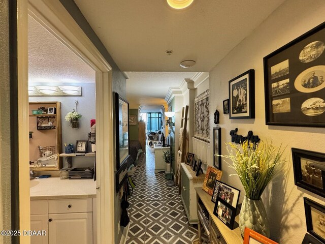 corridor with crown molding