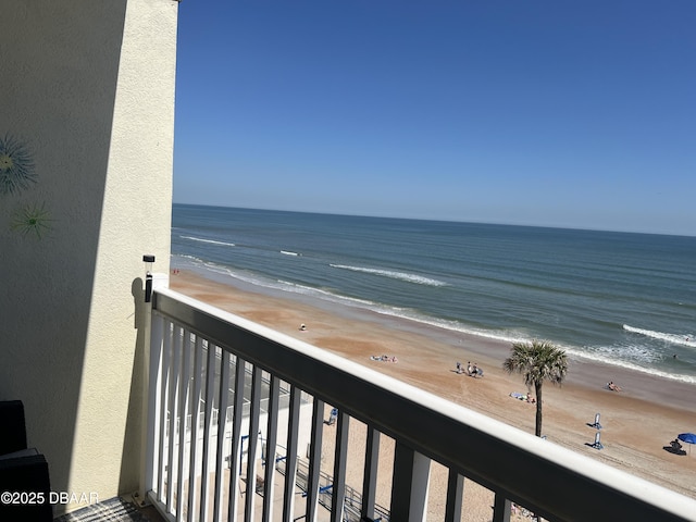 view of water feature with a view of the beach