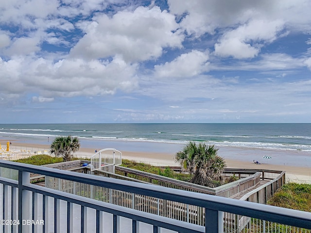 view of water feature with a view of the beach