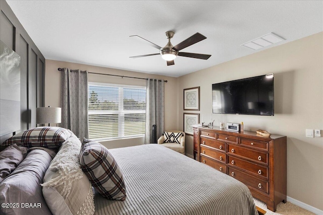 2714 Neverland Dr, New Smyrna Beach, FL 32168 - bedroom with light carpet and a ceiling fan